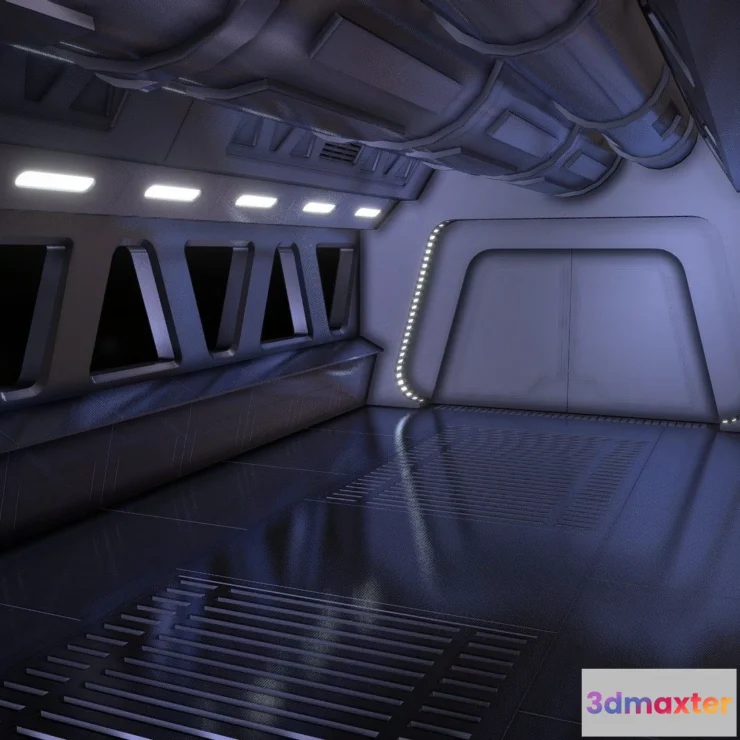 1533906 - PBR Game 3D Models - Imperial Ship Corridor 3D Max