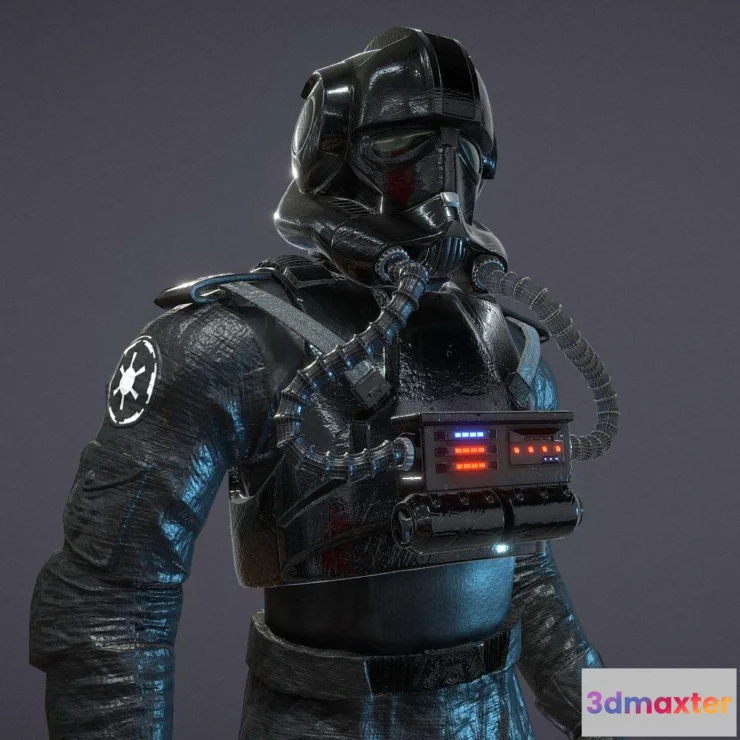 1533910 - PBR Game 3D Models - Imperial V Wing Pilot 3D Max