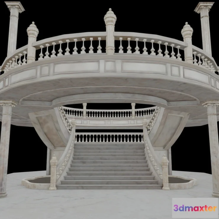 1533940 - PBR Game 3D Models - Interior Classical Staircase July 2021 3D Max