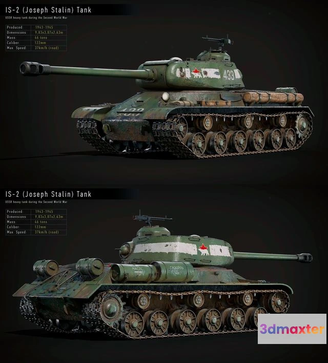 1533962 - PBR Game 3D Models - IS-2 Tank 3D Max