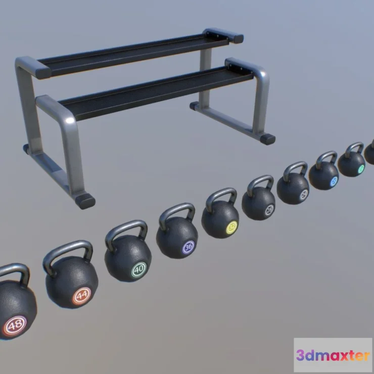 1534080 - PBR Game 3D Models - Kettlebell Rack 3D Max
