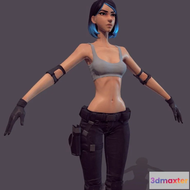 1534086 - PBR Game 3D Models - Kiara Game Ready Pbr Mercenary 3D Max