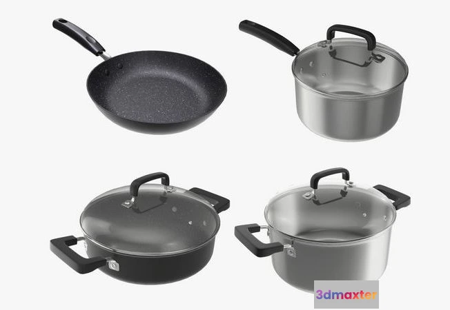 1534106 - PBR Game 3D Models - Kitchen pot pan with cover 3D Max