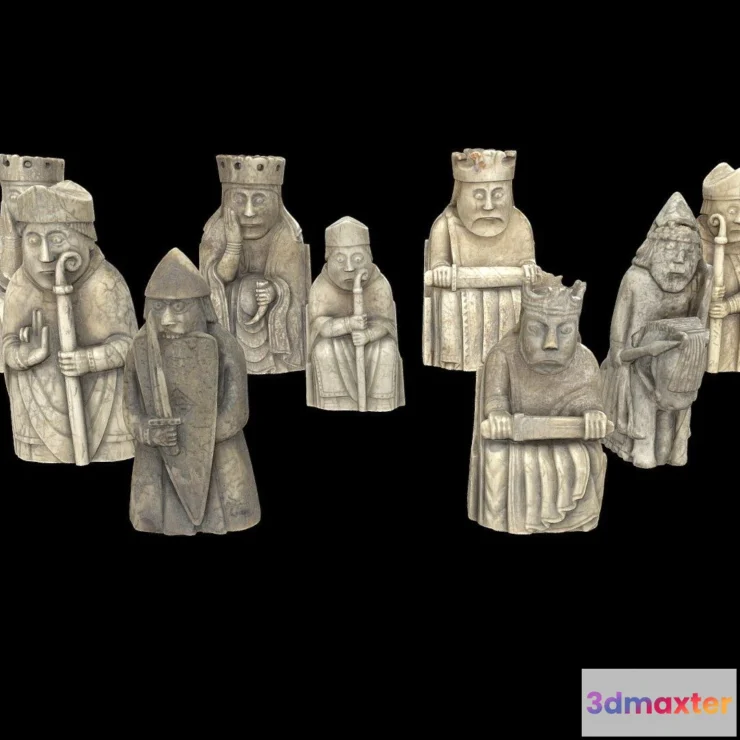 1534242 - PBR Game 3D Models - Lewis Chess Pieces 3D Max