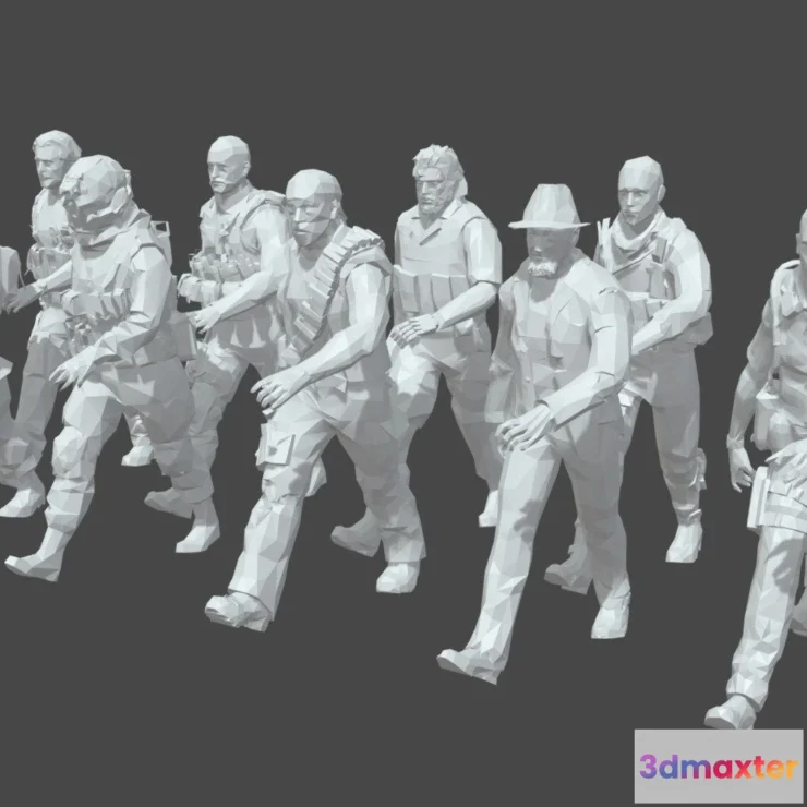 1534354 - PBR Game 3D Models - Low Poly Art Army Man Animated Pack 3D Max