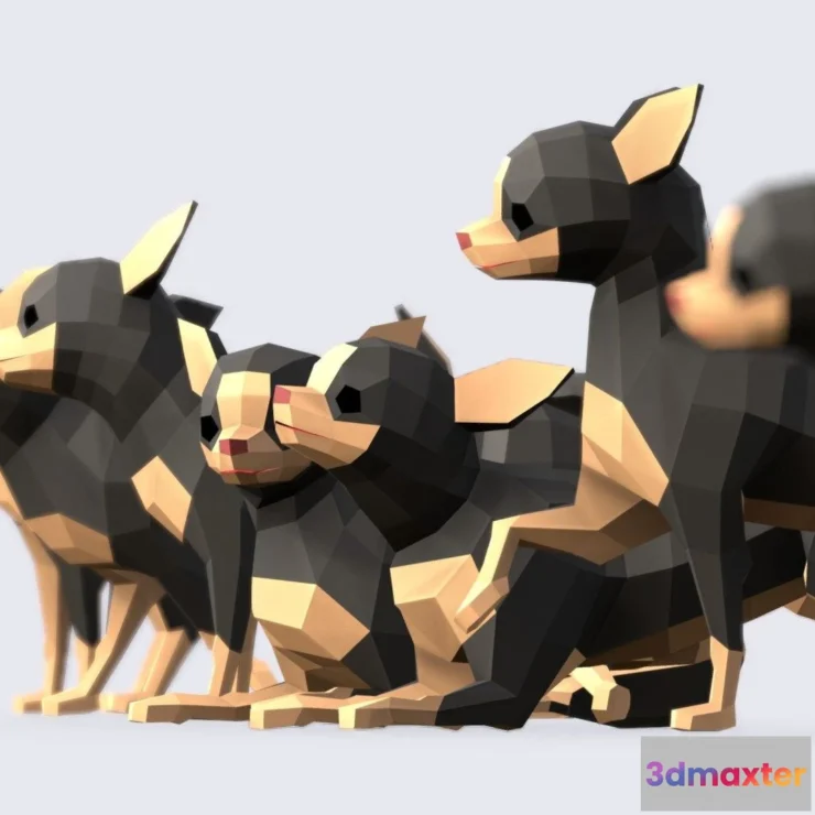1534366 - PBR Game 3D Models - Low Poly Chihuahua Dog 3D Max