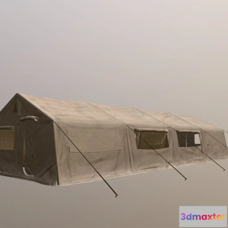 1534374 - PBR Game 3D Models - Low Poly Military Tent 05 3D Max