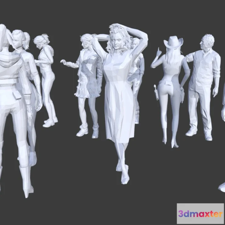 1534384 - PBR Game 3D Models - Low Poly People Collection 4 3D Max