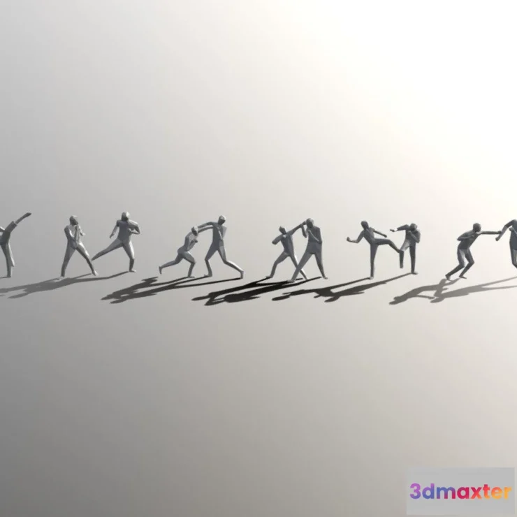 1534394 - PBR Game 3D Models - Low Poly Posed People Fighting Pack 3D Max