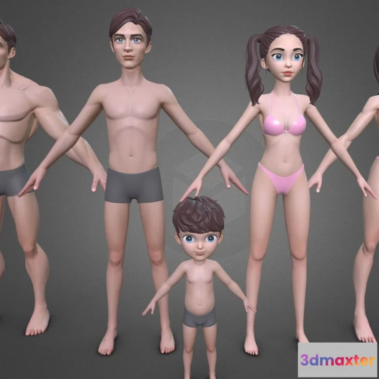 1534442 - PBR Game 3D Models - Lowpoly Pixar Cartoon Stylized Basemesh 3D Max