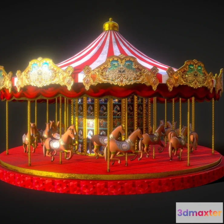 1534458 - PBR Game 3D Models - Luxurious Carousel 3D Max