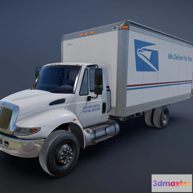 1534504 - PBR Game 3D Models - Mail Box Truck 3D Max