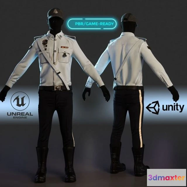 1534510 - PBR Game 3D Models - Malaysian Police uniform 3D Max