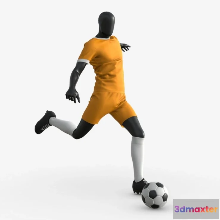 1534532 - PBR Game 3D Models - Male Mannequin In Soccer Uniform In Action 02 3D Max