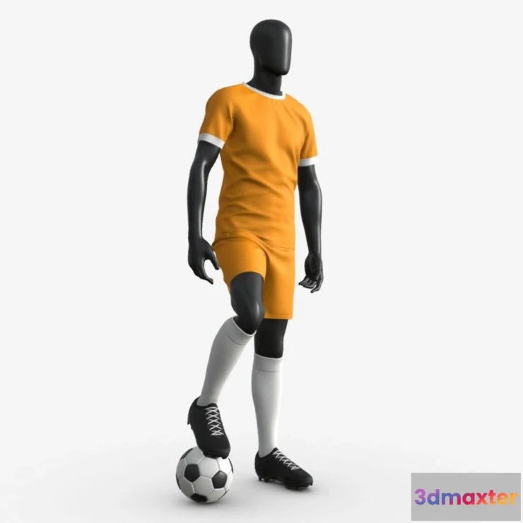 1534534 - PBR Game 3D Models - Male Mannequin In Soccer Uniform With Ball 02 3D Max