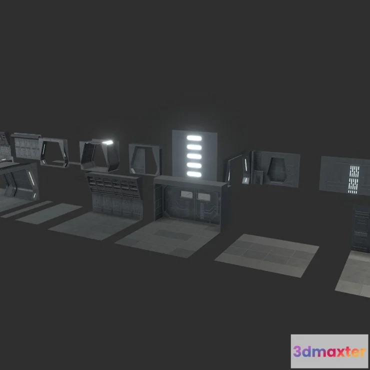 1534558 - PBR Game 3D Models - Mandalorian Light Cruiser Style Corridor Parts 3D Max