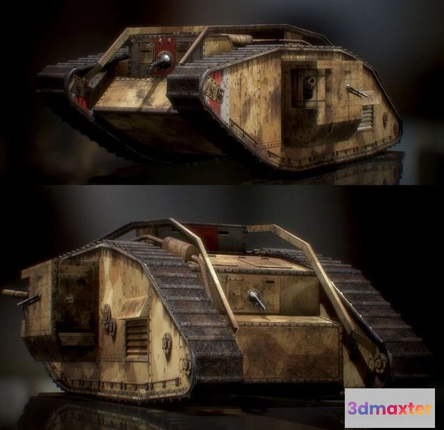 1534576 - PBR Game 3D Models - Mark V Landship Tank 3D Max