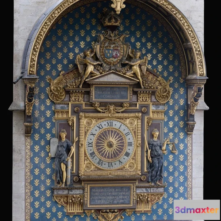 1534612 - PBR Game 3D Models - Massive Old Clock In Paris France 3D Max