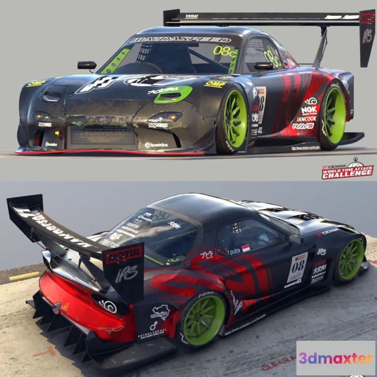 1534630 - PBR Game 3D Models - Mazda RX-7 FD3S Time Attack 3D Max