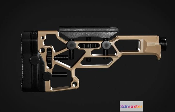 1534656 - PBR Game 3D Models - MDT SRS- Skeleton Rifle Buttstock 3D Max