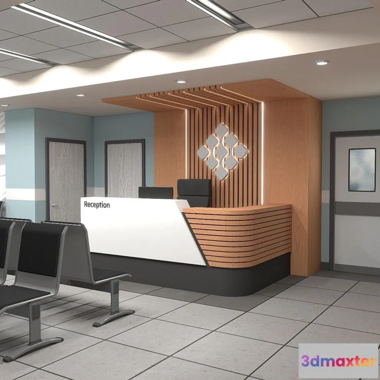 1534684 - PBR Game 3D Models - Medical Center Reception Baking 3D Max