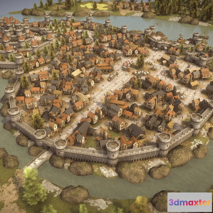 1534694 - PBR Game 3D Models - Medieval City Pack Demo 3D Max