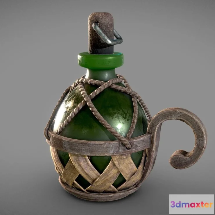 1534702 - PBR Game 3D Models - Medieval Flask 3D Max