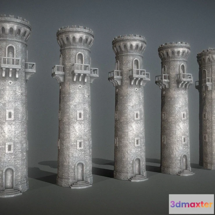 1534704 - PBR Game 3D Models - Medieval Guard Tower 3D Max