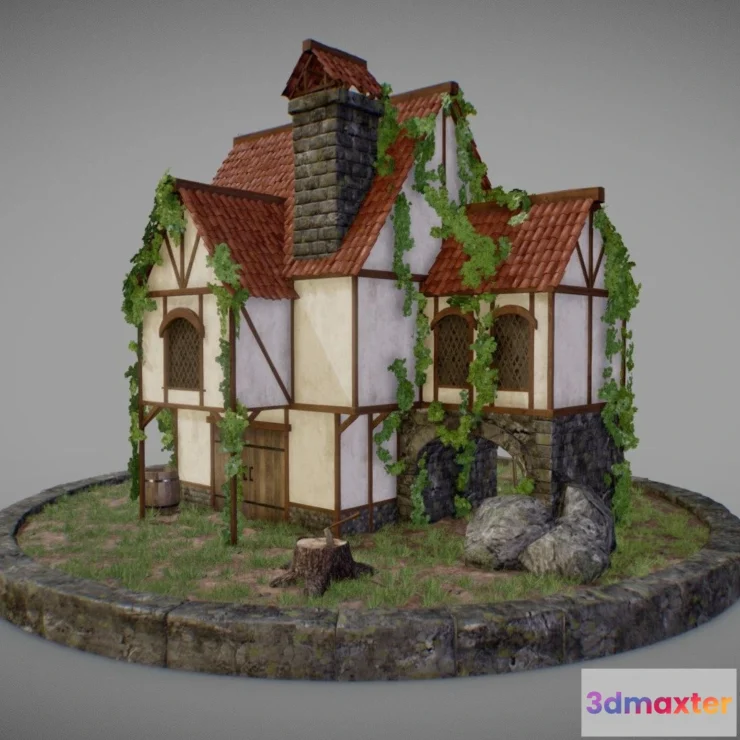 1534708 - PBR Game 3D Models - Medieval House 3D Max