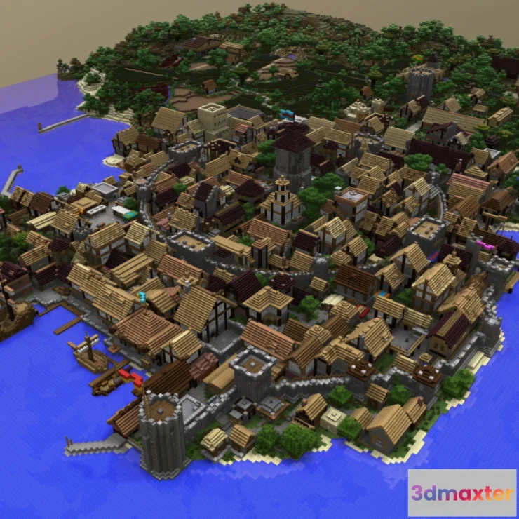 1534714 - PBR Game 3D Models - Medieval Port City 3D Max