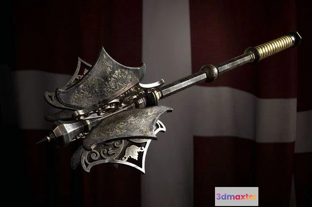 1534720 - PBR Game 3D Models - Medieval templar battle mace 3D Max
