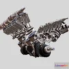 1534836 - PBR Game 3D Models - Mid Poly Inematic V8 Engine 3D Max