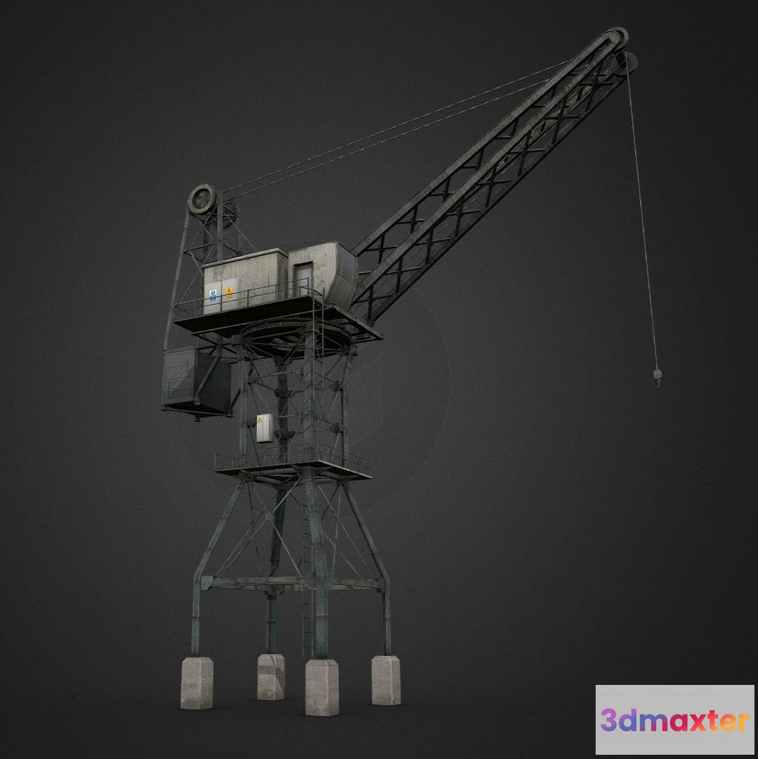 1534838 - PBR Game 3D Models - Midsize Dock Crane 3D Max