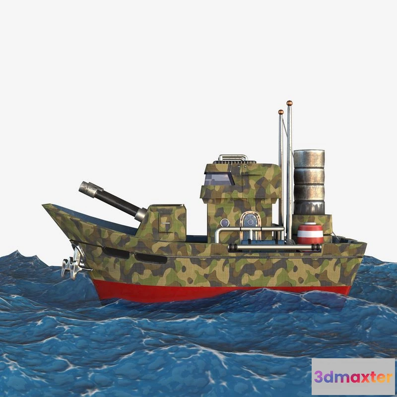 1534842 - PBR Game 3D Models - Military boat 3D Max