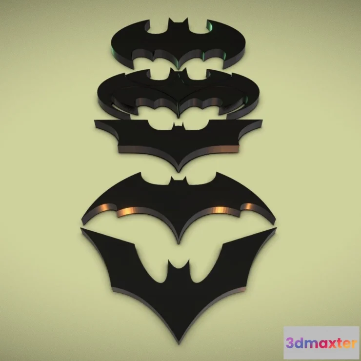 1534864 - PBR Game 3D Models - Minimalistic Batman Emblems Logo 3D Max