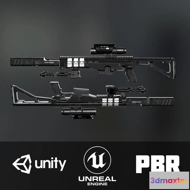 1534908 - PBR Game 3D Models - Modern Sci-fi Sniper Rifle 3D Max