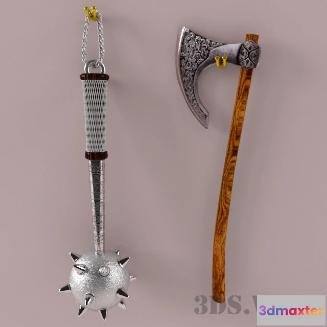 1667166 - other-models - Mace and ax wall decor 3D Max
