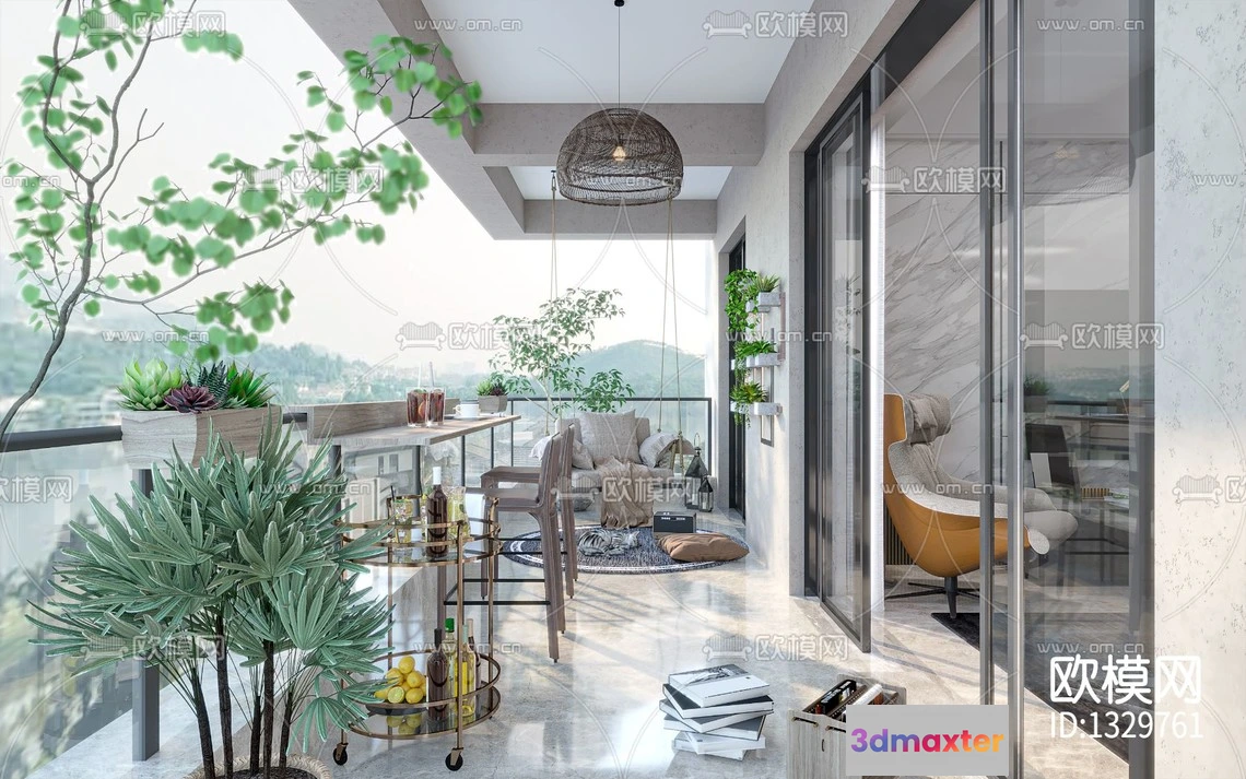 1142538 - Corona Render 3D Scenes - Balcony Garden - 0003