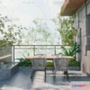1142540 - Corona Render 3D Scenes - Balcony Garden - 0004