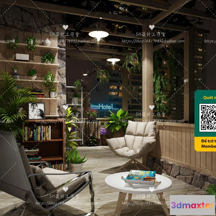 1250552 - COURTYARD - VRAY  CORONA - 3D MODEL - 6400