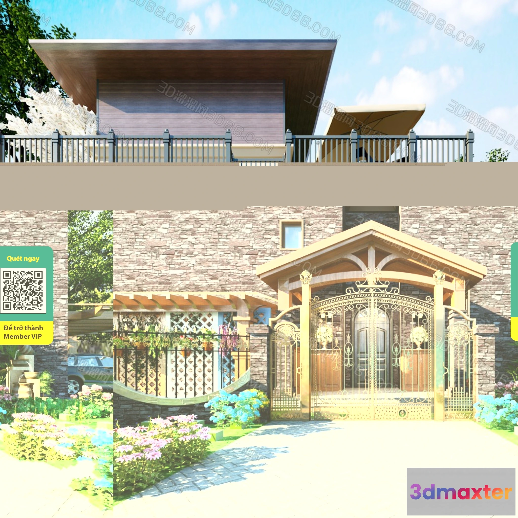 1250694 - COURTYARD - VRAY  CORONA - 3D MODEL - 6471