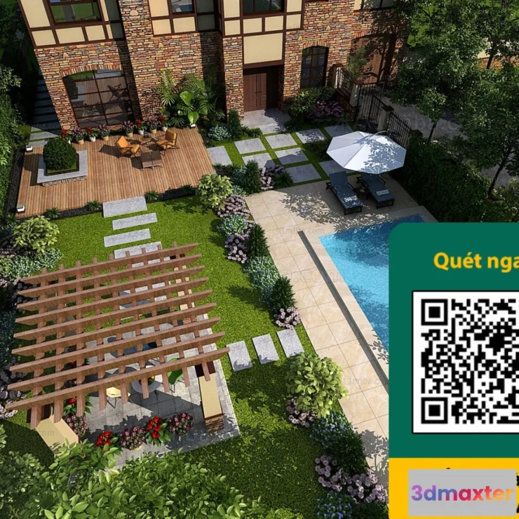 1250766 - COURTYARD - VRAY  CORONA - 3D MODEL - 6507