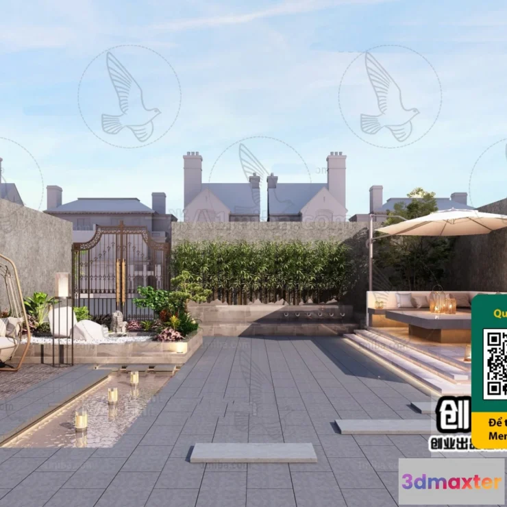 1250800 - COURTYARD - VRAY  CORONA - 3D MODEL - 6524