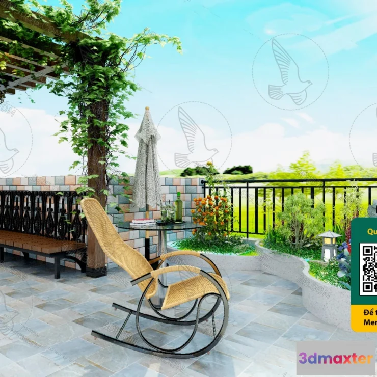 1250838 - COURTYARD - VRAY  CORONA - 3D MODEL - 6543