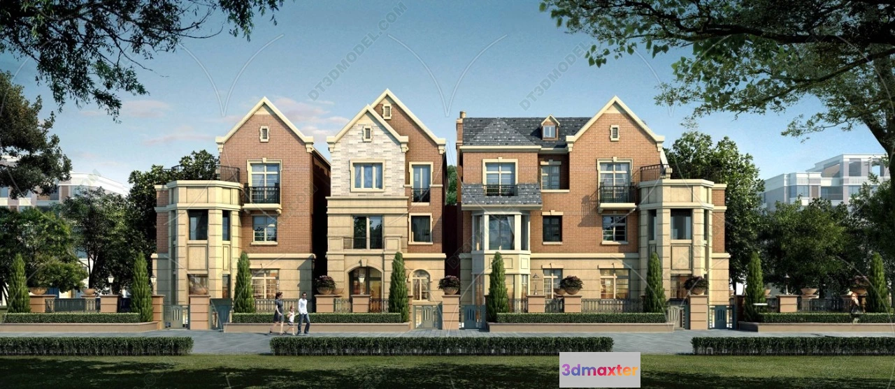 1579518 - Europe Style Villa 3D Model - 3D Blocks - 002 3D Max