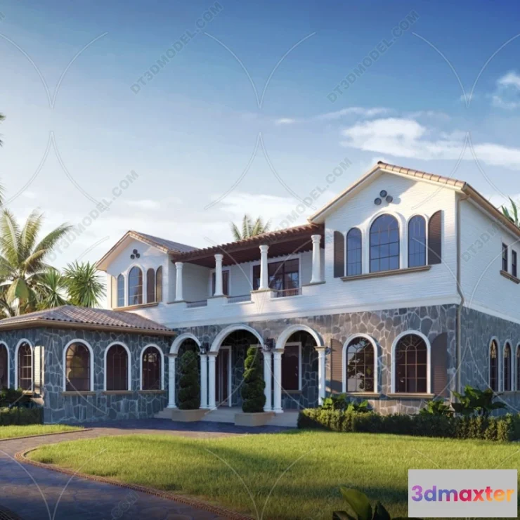 1579542 - Europe Style Villa 3D Model - 3D Blocks - 014 3D Max