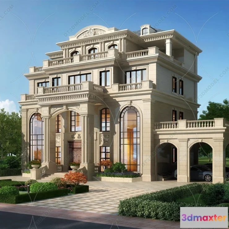1579548 - Europe Style Villa 3D Model - 3D Blocks - 017 3D Max
