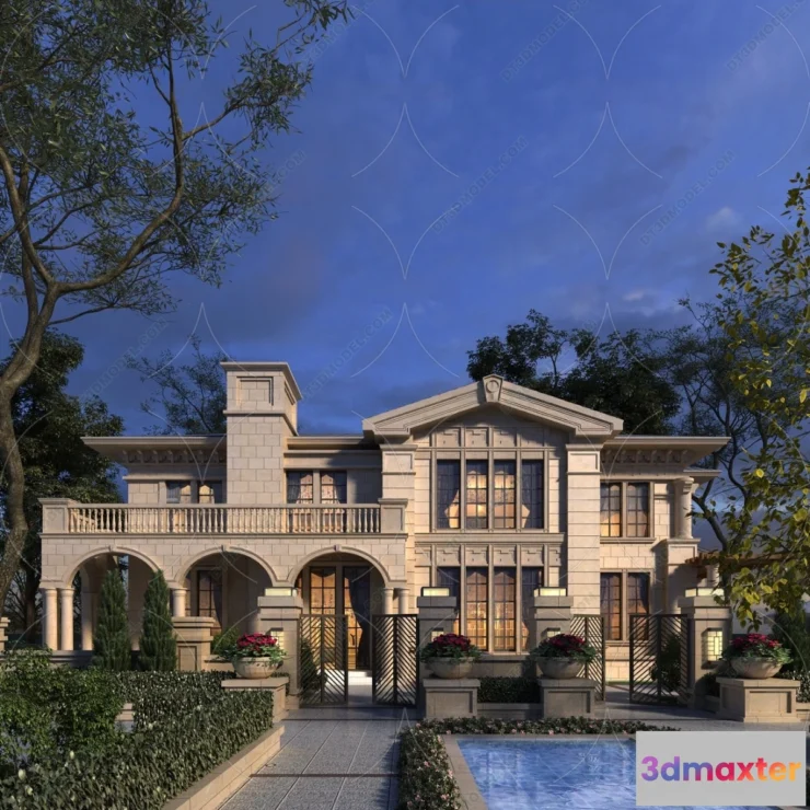 1579556 - Europe Style Villa 3D Model - 3D Blocks - 021 3D Max