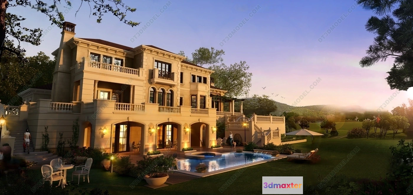 1579570 - Europe Style Villa 3D Model - 3D Blocks - 028 3D Max