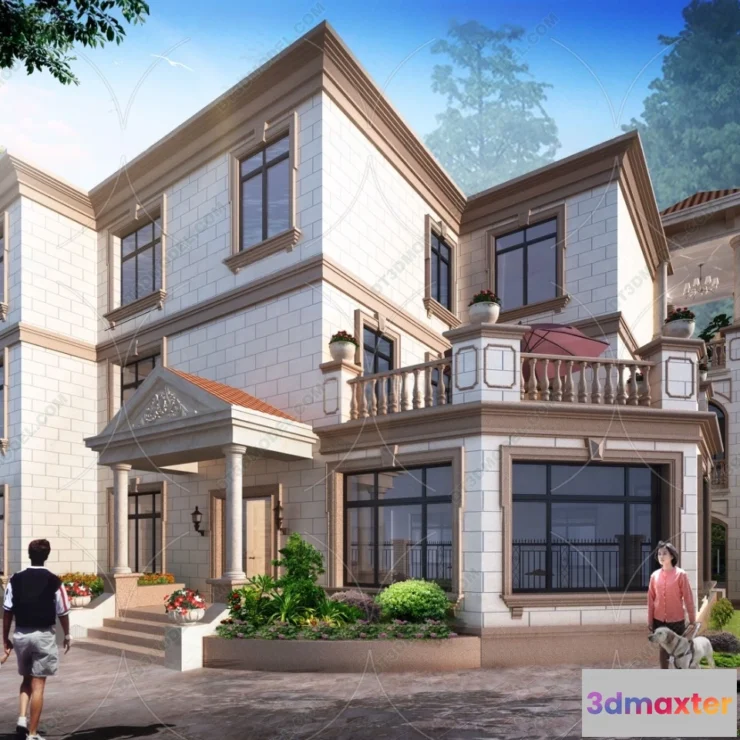 1579574 - Europe Style Villa 3D Model - 3D Blocks - 030 3D Max